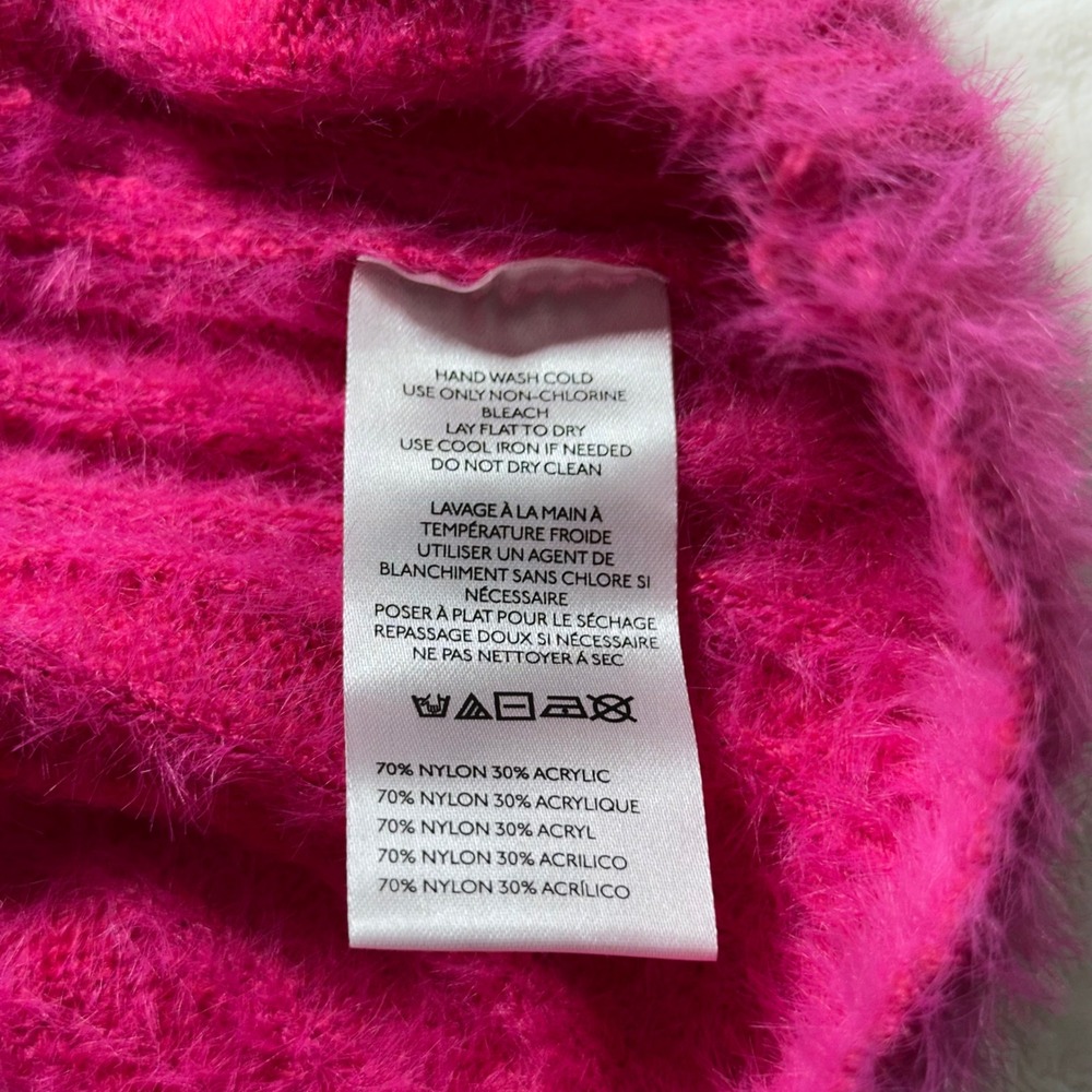 Anthropologie Flat White Bohemian Pink Fuzzy Knit Mock Neck Sweater Dress Sz XL - Picture 6 of 8